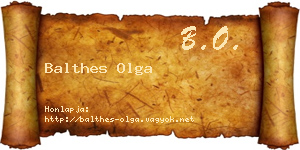 Balthes Olga névjegykártya